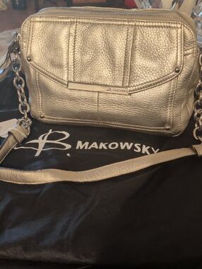 B. Makowsky Metallic Gold Leather Bag